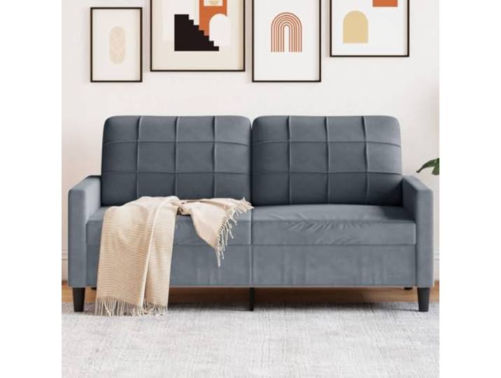 HEFZGDB Dunkelgraues Samt 2-Sitzer Sofa 140 cm Breite Modernes Metallgestell Wohnzimmer Sitzmöbel Bequem Polsterung Weich Komfort Entspannung Stilvoll Langlebig Stabilität