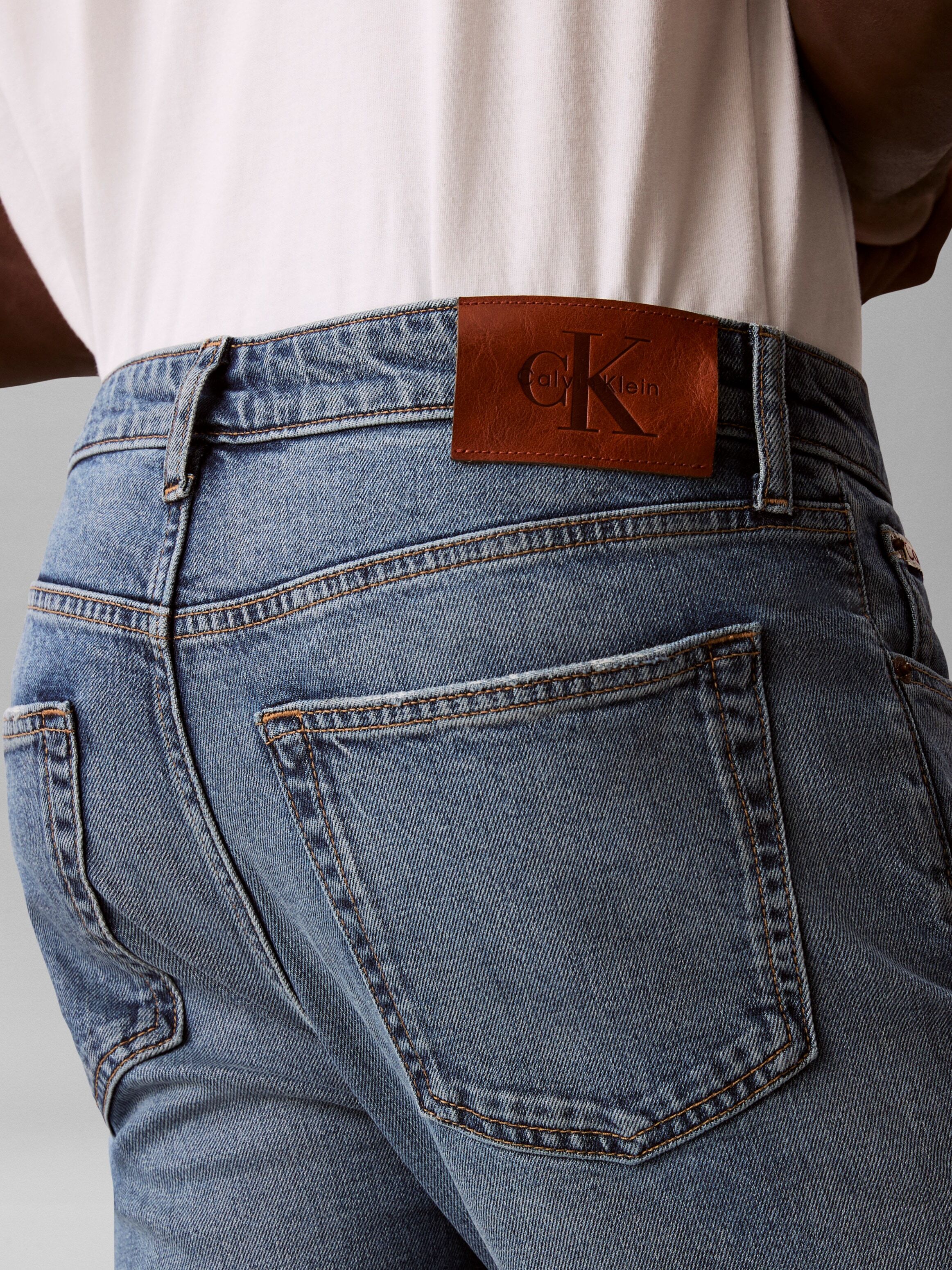 Slim-fit-Jeans CALVIN KLEIN "SLIM TAPER", Herren, Gr. 30, Länge 32, blau tide, Denim/Jeans, Obermaterial: 98% Baumwolle, 2% Elasthan, slim fit, Jeans Slim-fit-Jeans
