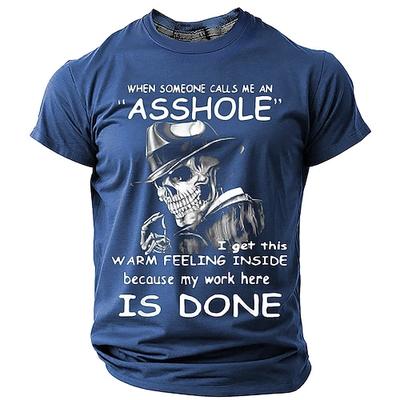 Herren Lustiges Graphic T-Shirt Meine Arbeit ist erledigt Totenkopf Tee für Arbeits- und Bürohumor
