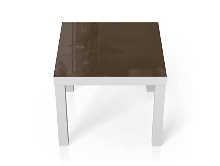 DEQORI Glastisch weiß klein 55x55 cm Unifarben - Braun ausgefallener Beistelltisch aus Glas Hochglanz Couchtisch fürs Wohnzimmer moderner Couch Tisch mit Design