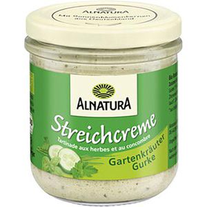 Alnatura Gemüseaufstrich Streichcreme, BIO, glutenfrei & vegan, mit Gartenkräutern & Gurke, 180 g