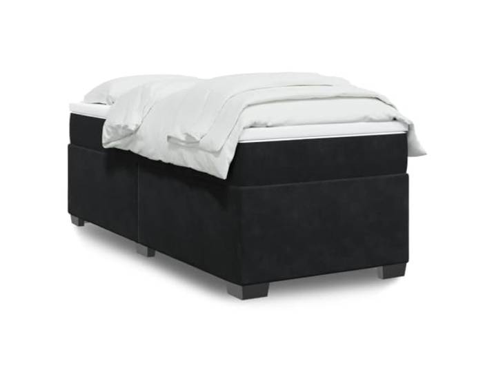 RJPLMFV Lattenrost mit Matratze, Velours, Schwarz, 100 x 200 cm Taschenfedern, abnehmbarer Topper, robuste Füße, Premium-Komfort