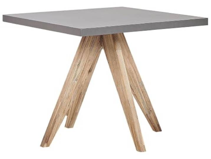 Beliani Gartentisch grau 90x90 cm Faserzement Akazienholz-Beine Rustikaler Look Olbia