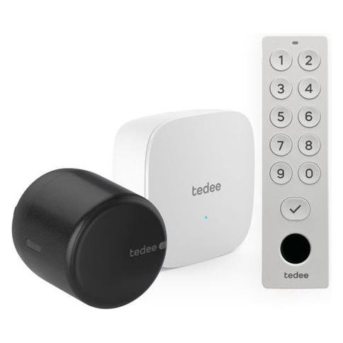 Tedee Go 2 Aluminium mit Bridge und Keypad Pro (Elektronische Zahlenkombination, Fingerabdruck) (SET GO 2 BRIDGE)
