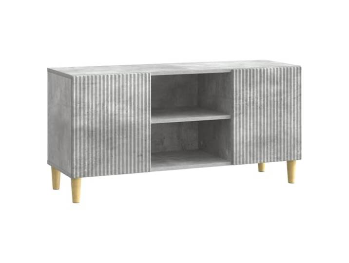 LMTYOENFG TV Lowboard Betongrau 102x34,5x50 cm TV Schrank Holzwerkstoff Kompakte Medienkonsole für Schlafzimmer und Wohnraum mit zwei Schwenktüren, Ablagefach und stabilen Konusbeinen.
