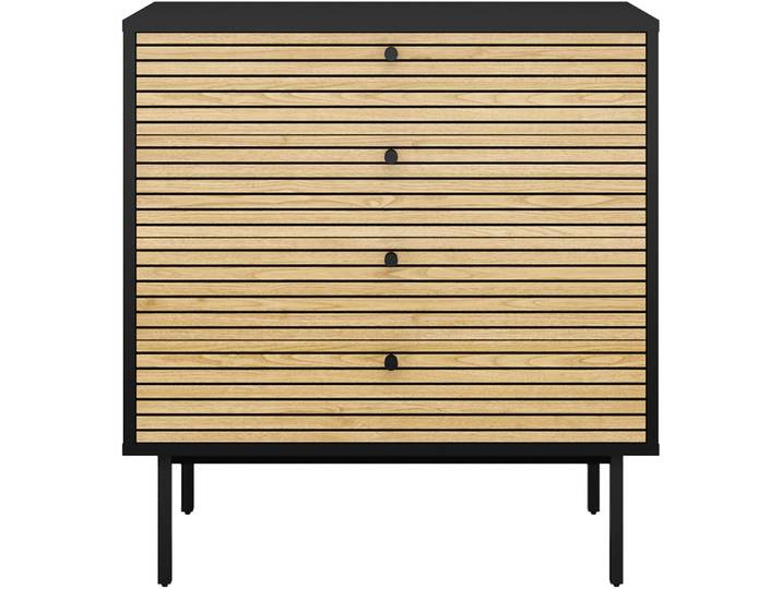 Kommode Diogo Schwarz, Natur MDF B 80 H 85 cm