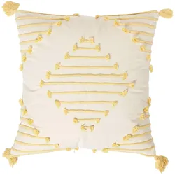 DEKOKISSEN creme 45/45 cm mit Stickerei & Quasten