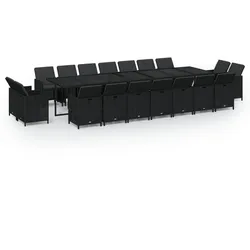 Helloshop26 - Polyrattan Essgruppe Gartenmöbel Set mit Kissen 19-teilig schwarz 02_0014430