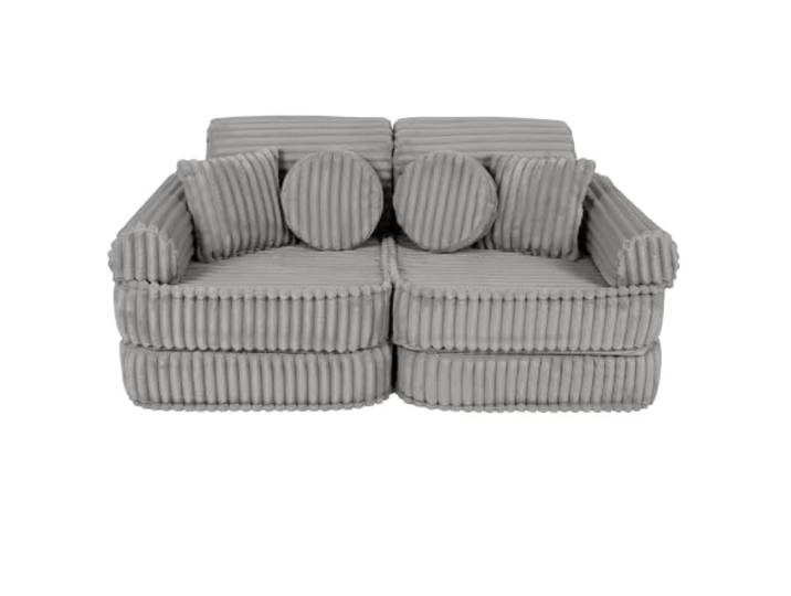 MEOWBABY Kindersofa modular 10-teilig, Churros Spielsofa aus Polyester, waschbarer Bezug, 120 x 60 x 25 cm, Grau