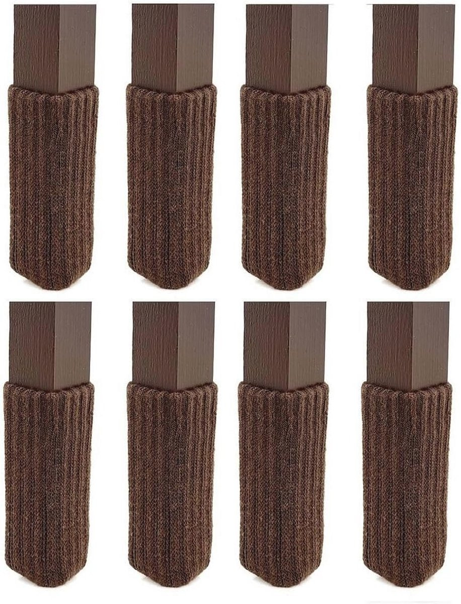 Set van 8 bruine ribbel stoelhoesjes voor volwassenen