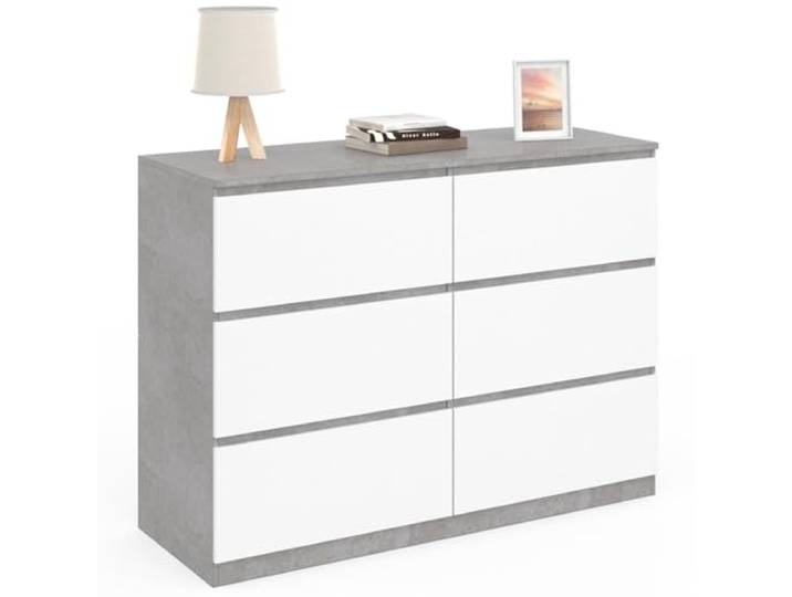 IDMarket - Kommode mit 6 Schubladen TOMI 110 cm weiß und Betoneffekt