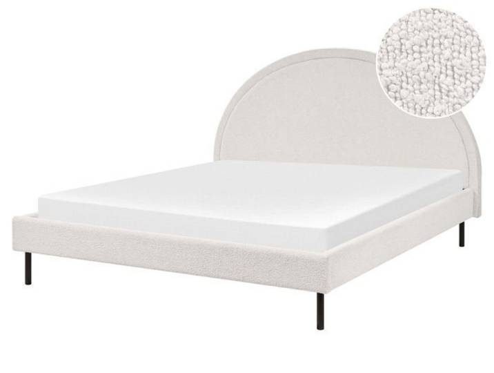 Lit double bouclé blanc 160 x 200 cm MARGUT