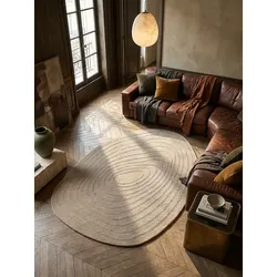 Wollteppich oval Beige 200 x 290 cm - PARRET   Kadima Design