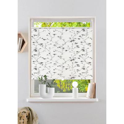 Plissee OTTO HOME "MINNA, ohne Bohren, Klemmfix, Floraler Print" Gr. 1, grau (weiß), B:30cm H:130cm, Obermaterial: 100% Polyester, Plissees, Fixmaß mit Floralem Print, für Fenster & Tür - sehr beliebt, Topseller