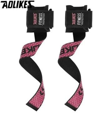 Uplift Picks AOLIKES Anti Slip Weightlifting Straps With Wrist Support rose Red