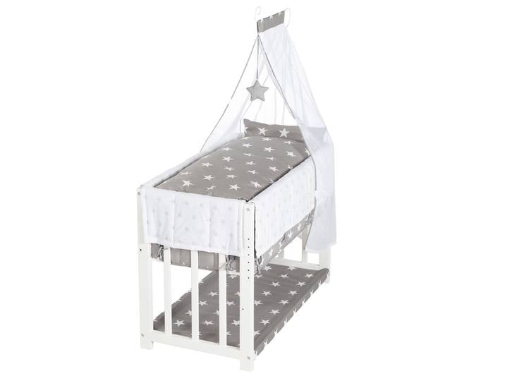 Stuben- & Beistellbett 'Little Stars' 3 in 1, Babybett weiß, inkl. kompletten Bettzubehör