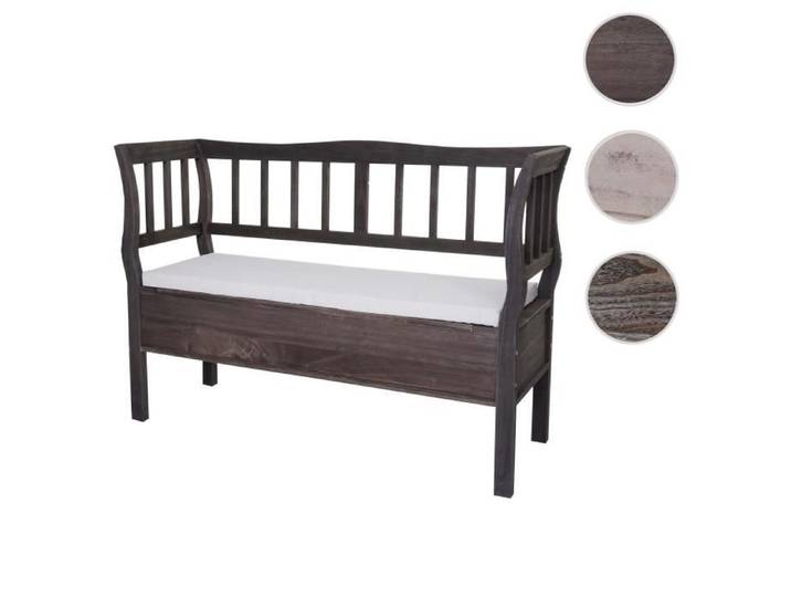 Banc T207 Banc coffre de rangement 119cm gris-brun shabby