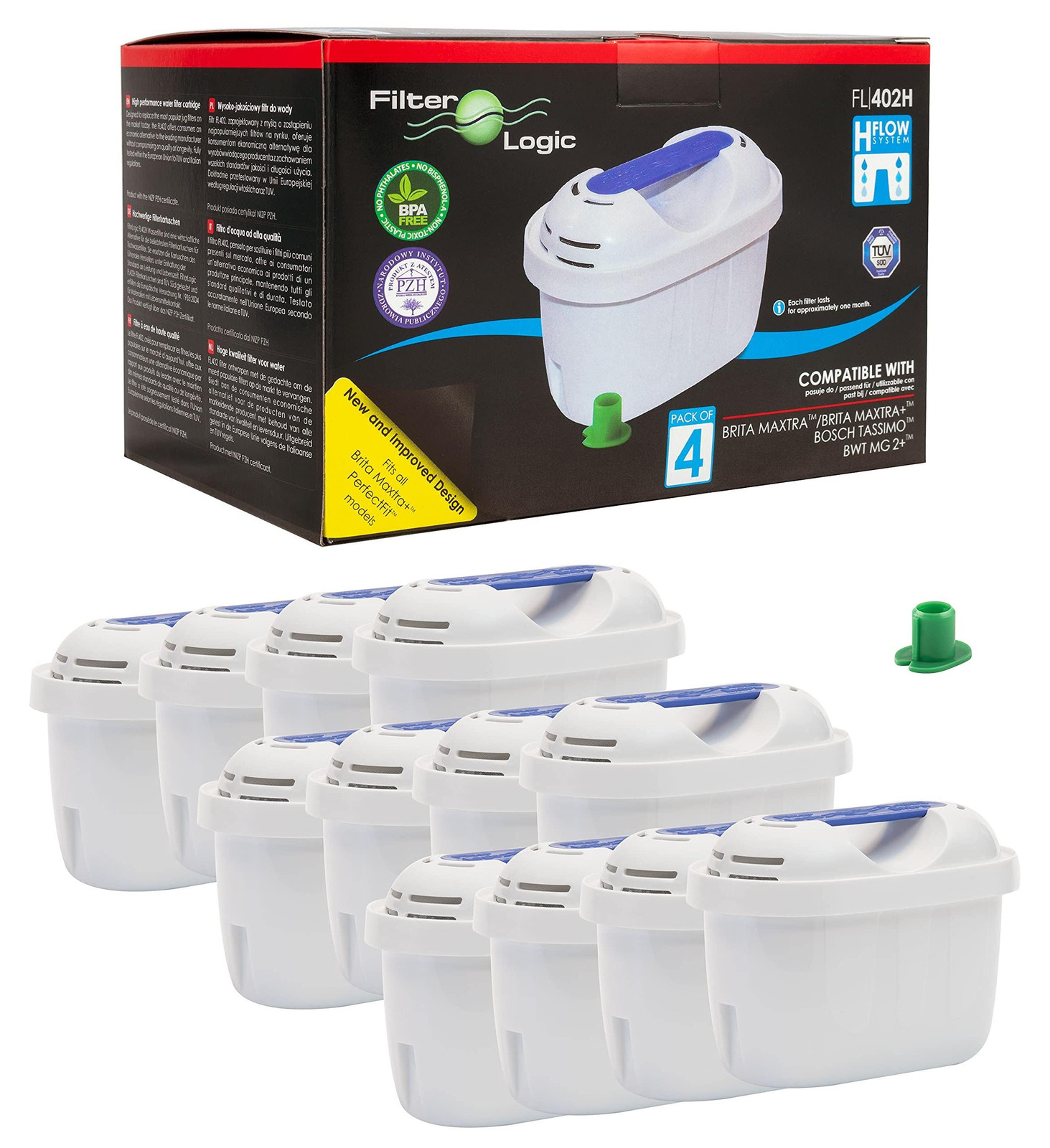 Set van 12 Filtercartridges voor Tafelwaterfilter, Compatibel met Brita Maxtra