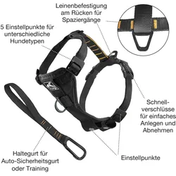 Kurgo Tru-Fit Smart Hundegeschirr (S, Hund, Allgemein, Hundesport, Jogging, Spazieren), Halsband + Leine