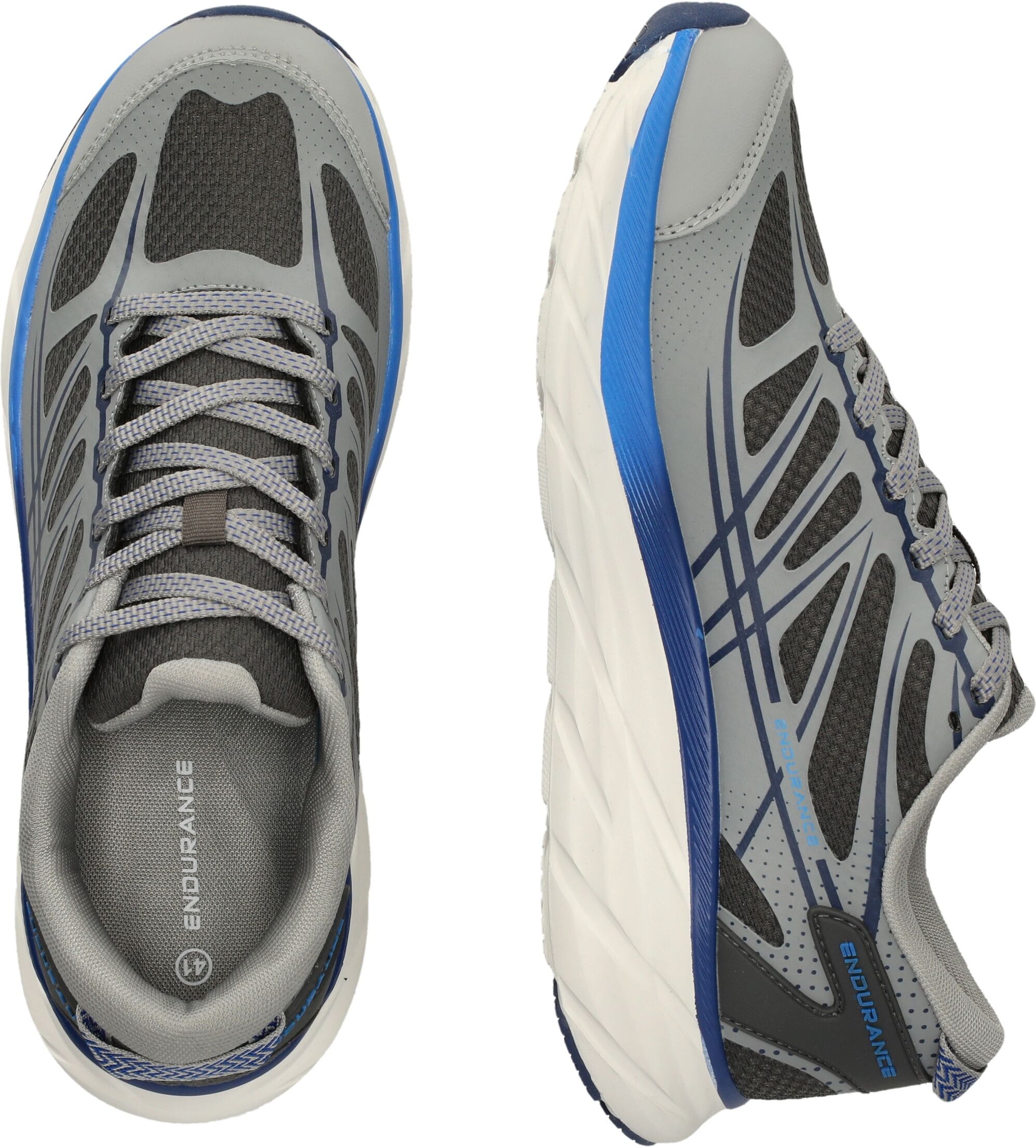 Sneaker ENDURANCE "Caden", Damen, Gr. 42, blau (grau, schwarz), Kunstfaser, Lederimitat, Schuhe Sneaker, mit Allwetterprofil und gepolsterter Fersenpartie