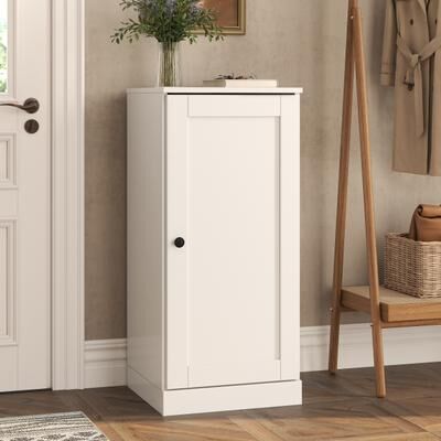 "Palace Imports 100% Solid Wood 16.5"" Narrow Shoe Storage Cabinet with Shaker Door, Adjustable Shelves, Stackable"