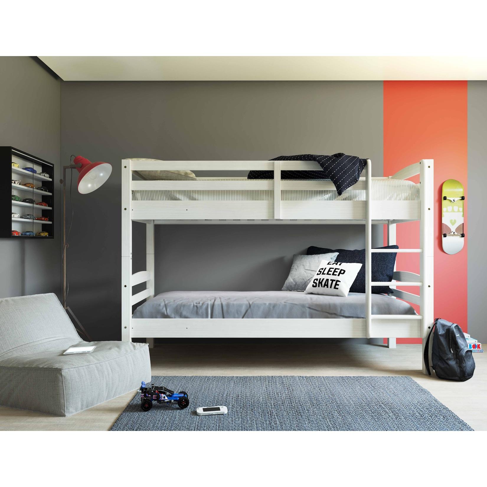 Inter Link Etagenbett >Rick< 90x190 weiss + 2 Lattenroste
