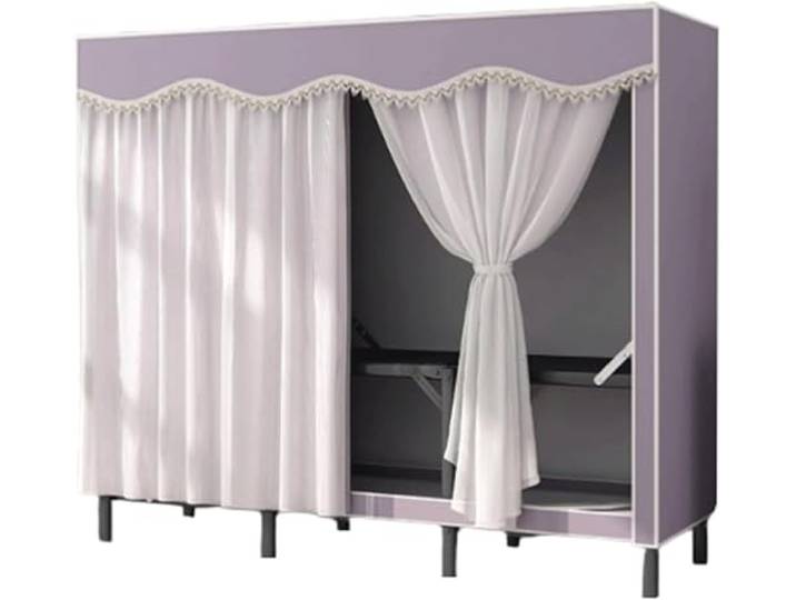 LoiYtrd Zusammenklappbarer Kleiderschrank aus Stahl, tragbar for Aufhängen von Kleidung(Purple,160cm/63)