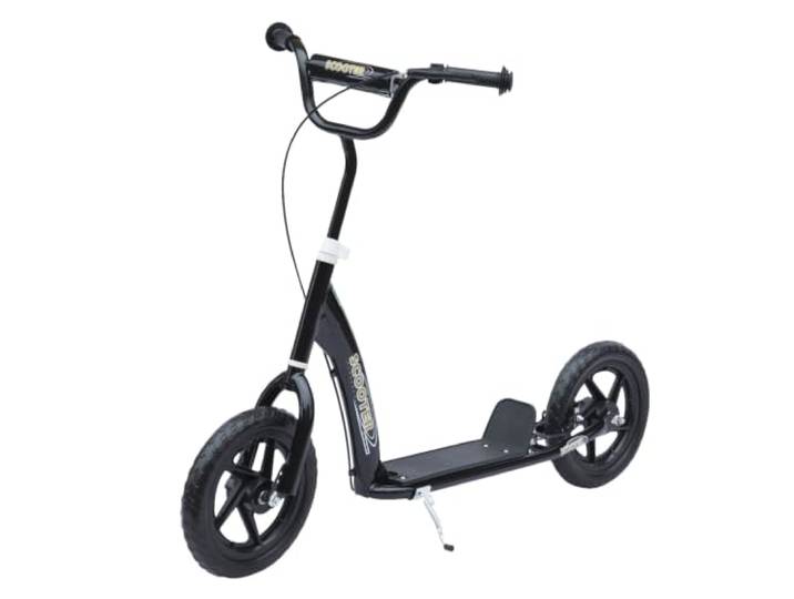HOMCOM Kinderroller mit Verstellbarem Lenker Hinterbremse 12 Zoll Schwarz