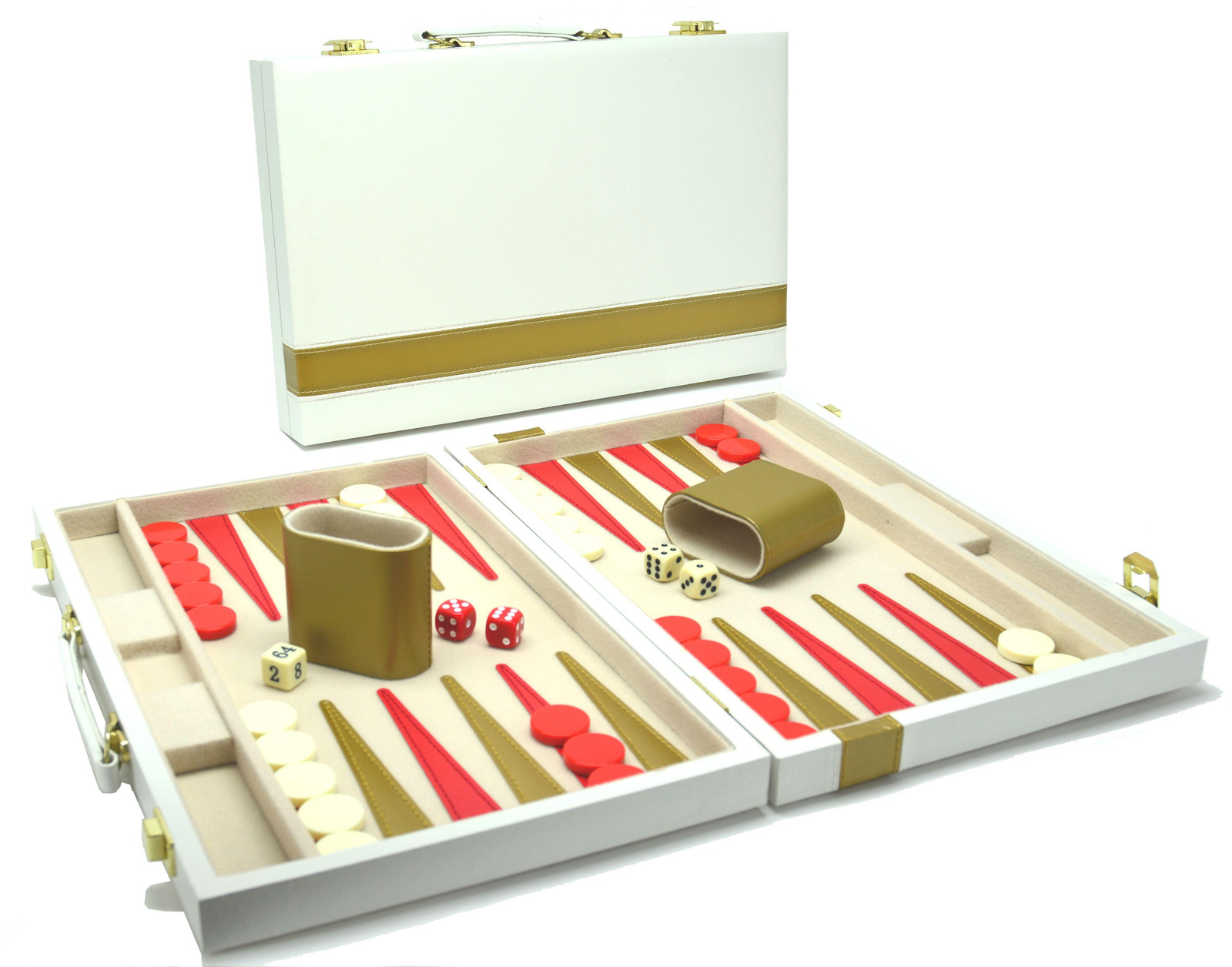 Hot Games Backgammon-set wit met gouden accenten, 38 cm