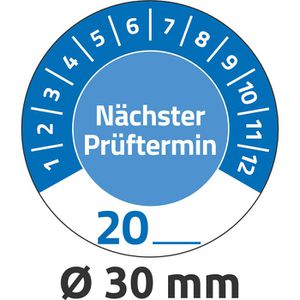 Zweckform Prüfplaketten 7906, nächster Prüftermin, 20XX blau, Ø 30mm, aus Vinyl, 80 Stück individuell