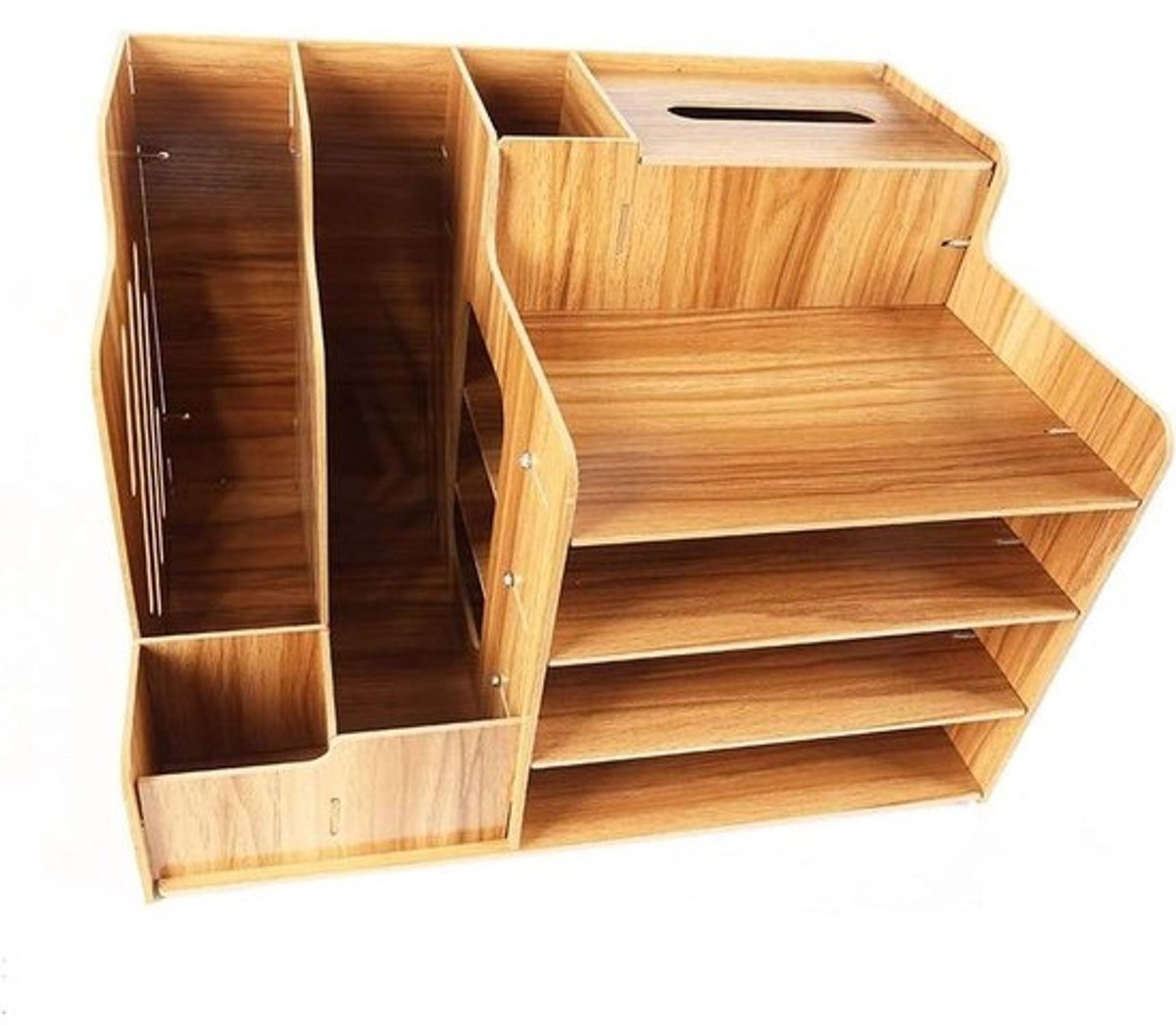 Multifunctionele houten bureau-organizer voor documenten en pennen