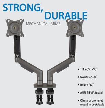 Office Star Products OSP Monitor Arm in Charcoal