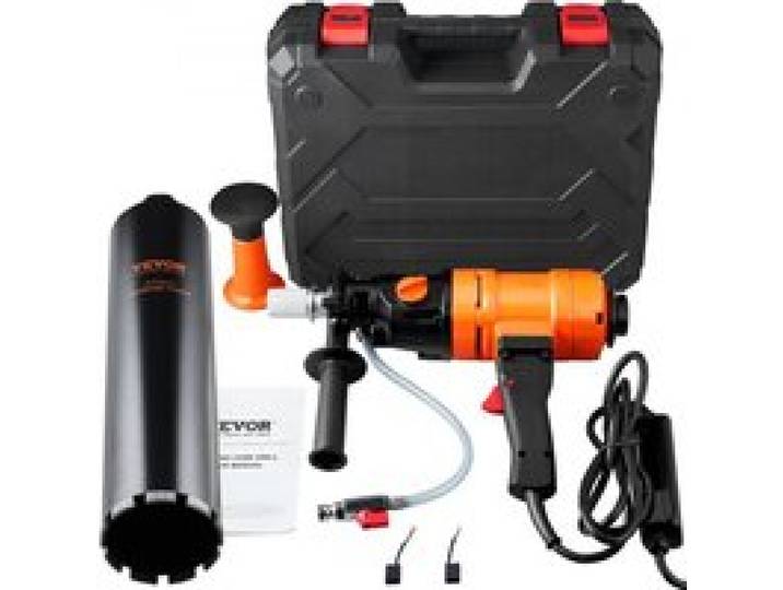 VEVOR Diamant Bohranlage 1500 W Diamantkernbohrmaschine Kernbohrgerät 1100/2400 RPM Kernbohrmaschine Nassbohren, 8-10,2 cm Magnetbohrmaschine Geeignet zum Bohren von Stahlbeton, Marmor usw.