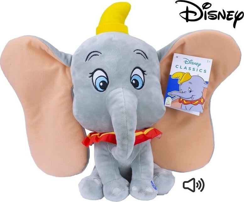 Disney Plus pluche knuffel Dumbo olifant met geluid, 32 cm