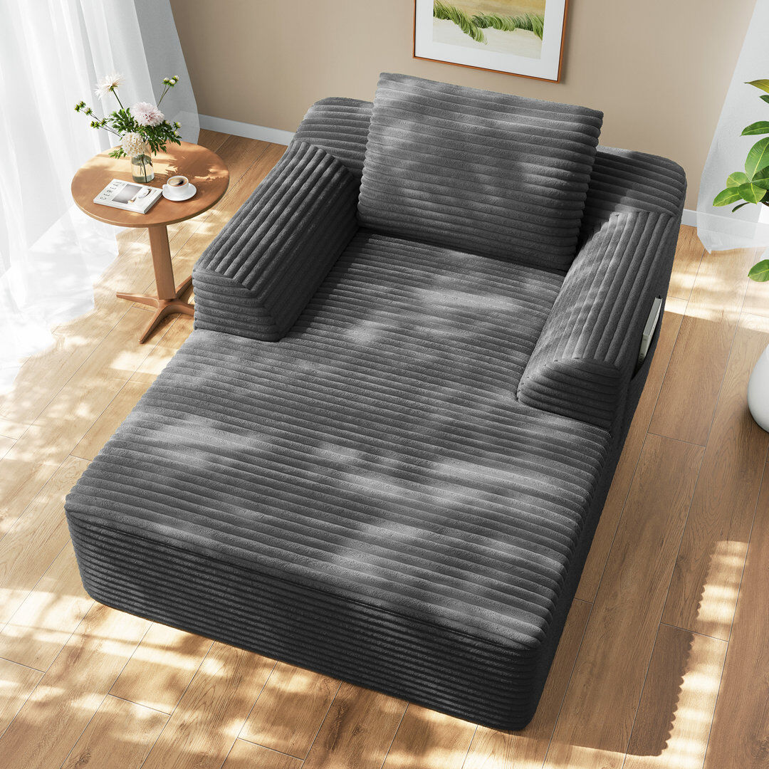 Brayden Studio Upholstered Chaise Lounge Gray 70cm H X 111cm W X 161cm L