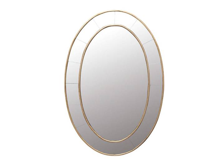 Signature Goldfarbener ovaler Spiegel aus Glas H 95 cm, Goldfarben, 7x95x10 cm, Spiegel, Wandspiegel