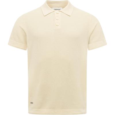 T-Shirt RAGWEAR "Lorien", Herren, Gr. L (52), beige (ecru), Strick, Material: 97% Baumwolle, 3% Nylon, gerade normal, V-Ausschnitt, Rollsaum, Shirts T-Shirt, Kurzärmliches Shirt mit Hemdkragen