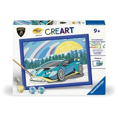 CreArt, Malen nach Zahlen Kinder - Blauer Lamborghini