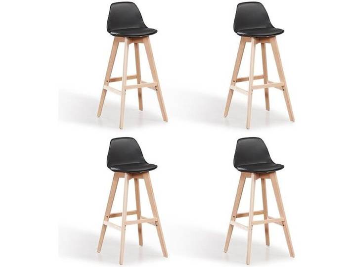 Lot de 4 tabourets de bar noir - Eski