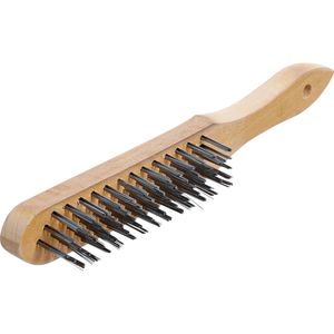 BGS-technic Drahtbürste 3073, Handbürste 300 mm, 5-reihig, Handbürste mit glatten Borsten aus Stahl