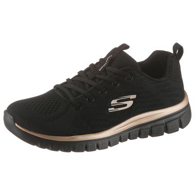 Sneaker SKECHERS "Graceful - Get Connected", Damen, Gr. 42, Textil, gold (schwarz, rose gold), Schuhe Sneaker, Freizeitschuh, Halbschuh, Schnürschuh für die Maschinenwäsche geeignet, Topseller