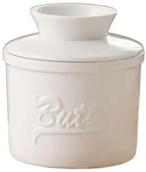 KitchenCuration Ceramic Butter Dish With Lid Airtight Butter Keeper For Countertop Glossy Finish Butter Bell Crock Cheese Storage white