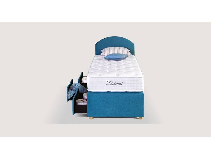 Lit tiroir MOLENE haut de gamme 90x190 - Tissu Bleu