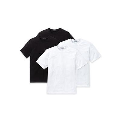 T-Shirt SCHIESSER "T-Shirt American T-Shirt 4er Pack", Herren, Gr. S, schwarz (schwaz, weiß), Obermaterial: 100% Baumwolle CO., Shirts T-Shirt