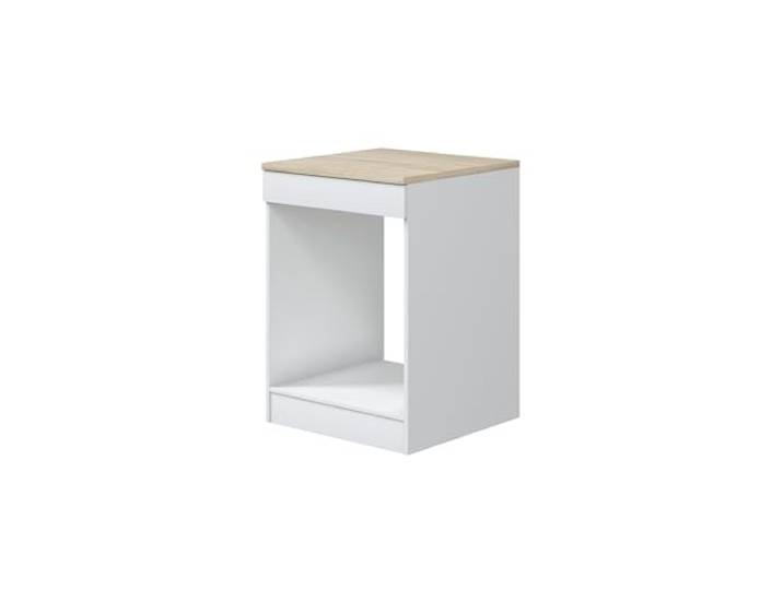 möbelando Herdumbauschrank >KIRA< Gestalte Deine Küche individuell mit KIRA! Dieser weiße Herdumbauschrank (60x90x60cm) aus Spanien bietet eine stabile Arbeitsplatte und ist vielseitig kombinierbar.