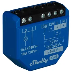 Shelly 1 Gen3 1-Kanal-Relais WLAN-gesteuerter Smart-Schalter mit potentialfreien Kontakten max. 16A, WLAN, BT, unterputz
