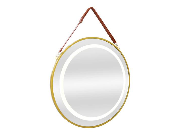 pro.tec Badezimmerspiegel Picerno, Goldfarben, Glas, Metall, Rund, 50x50x3.5 cm, Badezimmer, Badezimmerspiegel, Badspiegel