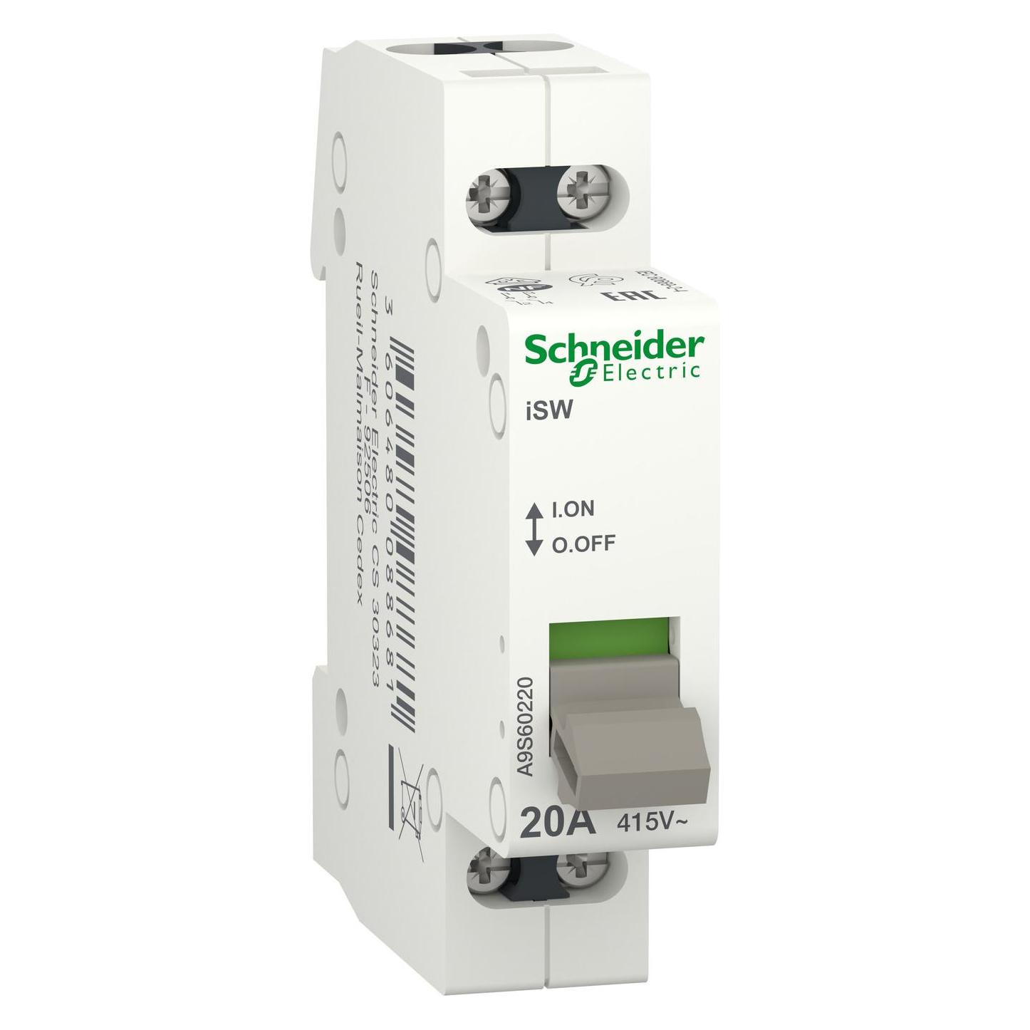 Schneider Electric Acti9 iSW Switch Disconnector 2P 20A (A9S60220)