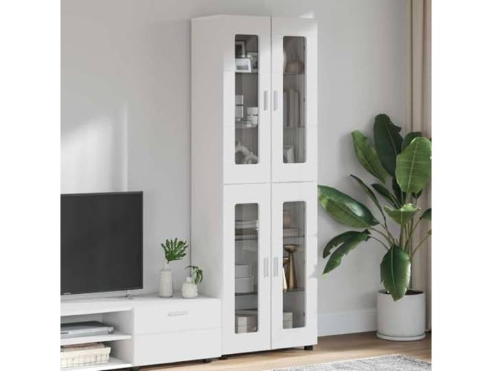 HKQWPBF Highboard Florin 60x35x182 cm Hochglanz Weiß Holzwerkstoff Schrank Klare Linien, matte Oberfläche, Innenbereich, einfache Reinigung, moderne Ästhetik
