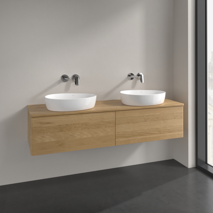 Villeroy und Boch Antao Waschtisch-Unterschrank L39011HN 160x36x50cm, Waschbeckenplattenfarbe honey oak, honey oak, Mit Beleuchtung
